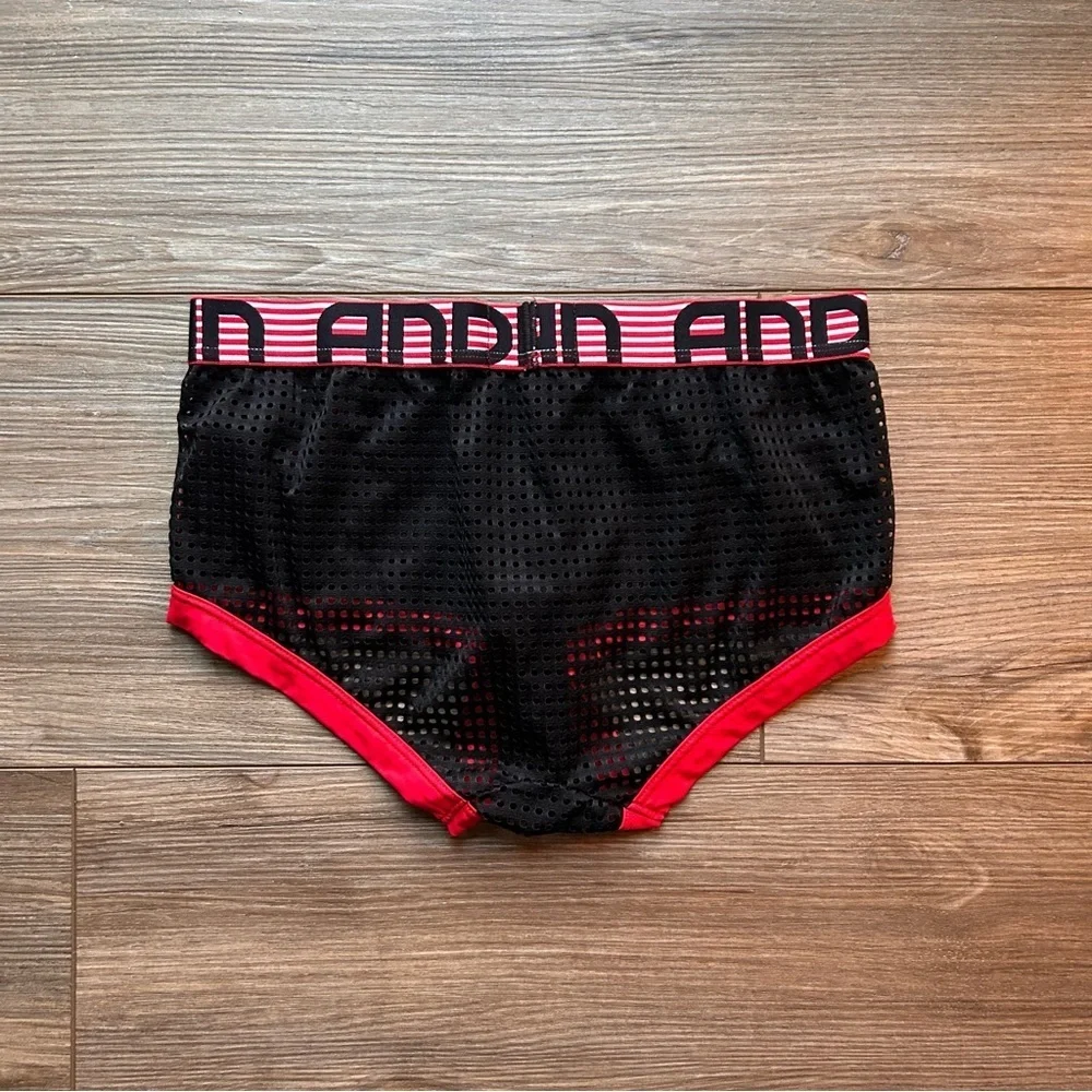 Andrew Christian | Black/Red Mesh Boxer Briefs (Small)